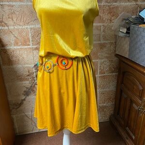 Gold swing Dress, velvet